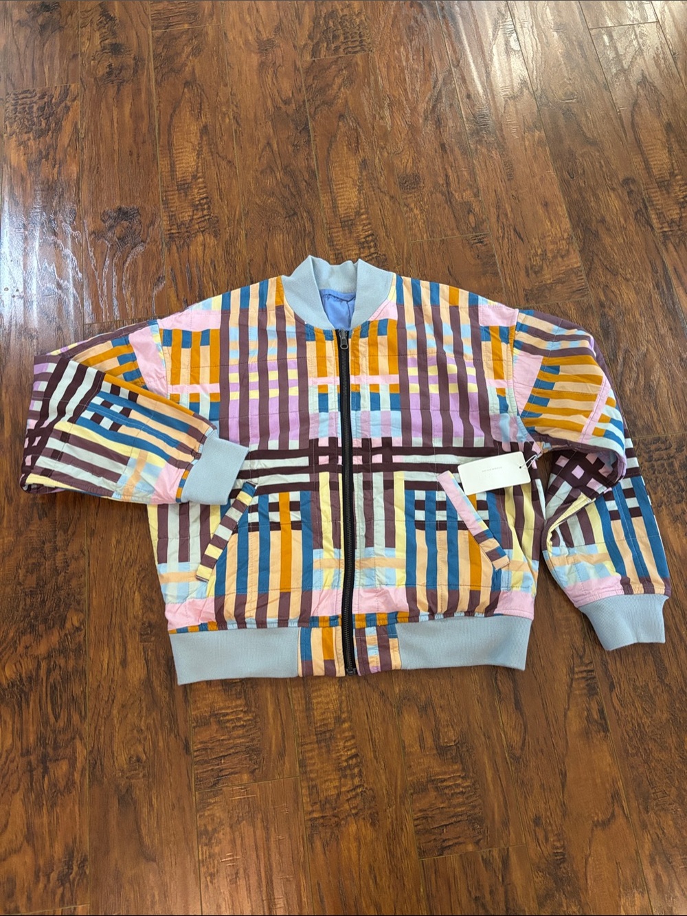 Noonday Collection Multicolor Striped Patchwork Bomber Jacket NWT size Small